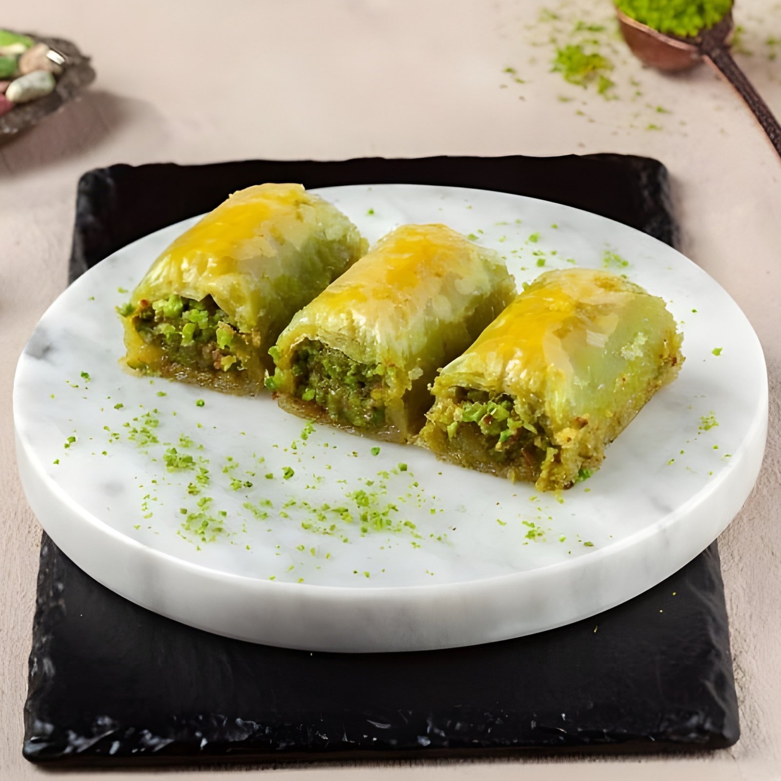 Rolled Pistachio Baklava Kuwait - Halavji Ankara